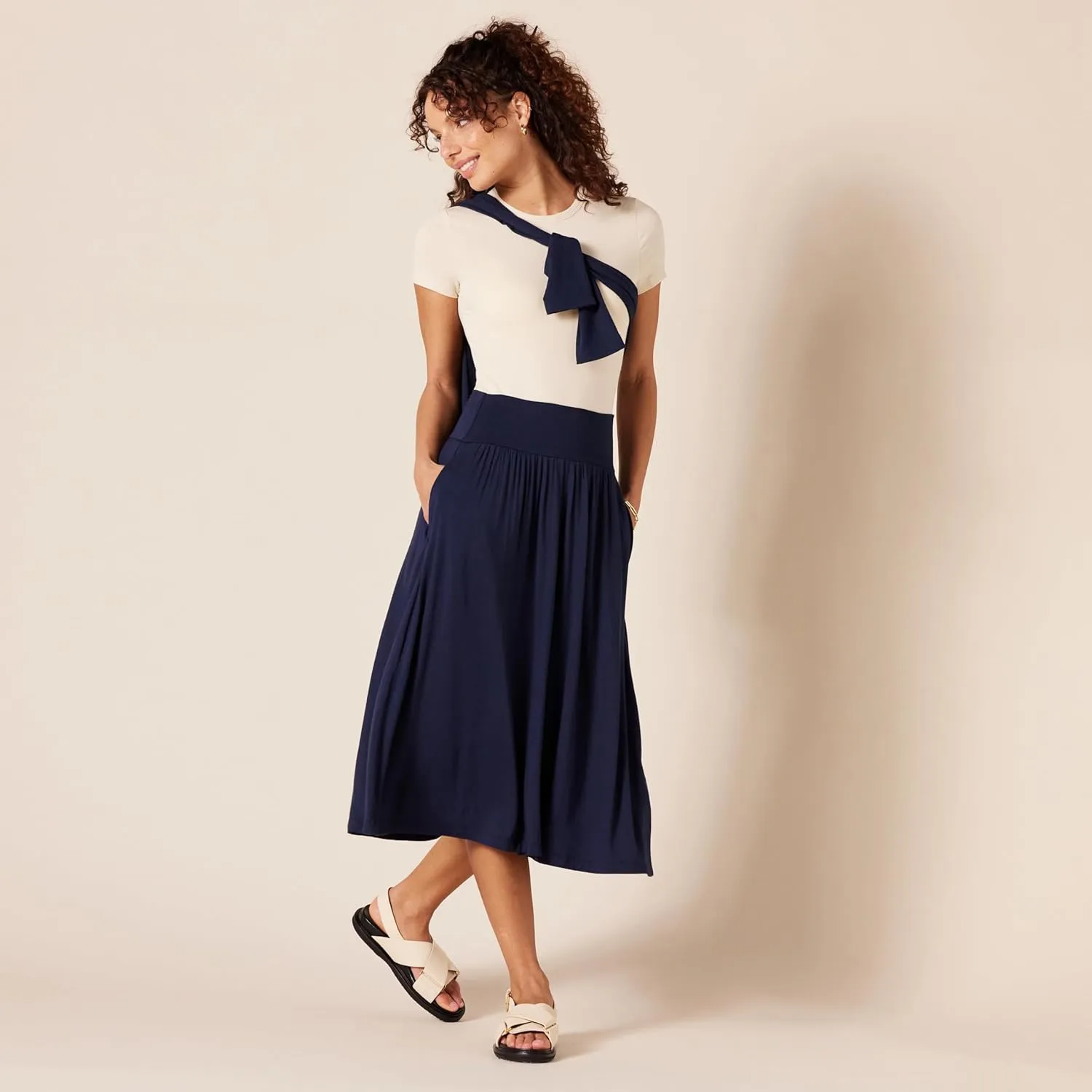 Amazon Essentials Women's Jersey Pull On Midi Length Skirt