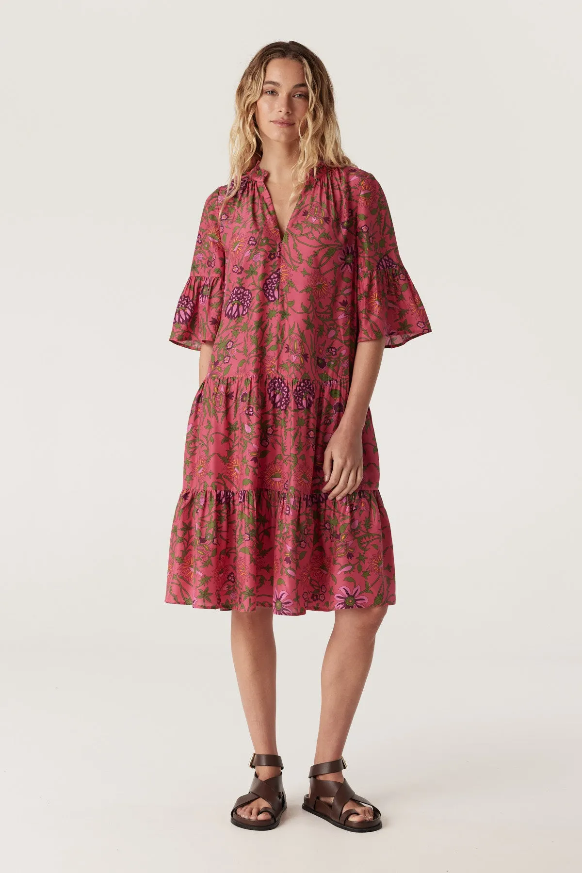 Balmoral Tiered Dress - Pink Floral