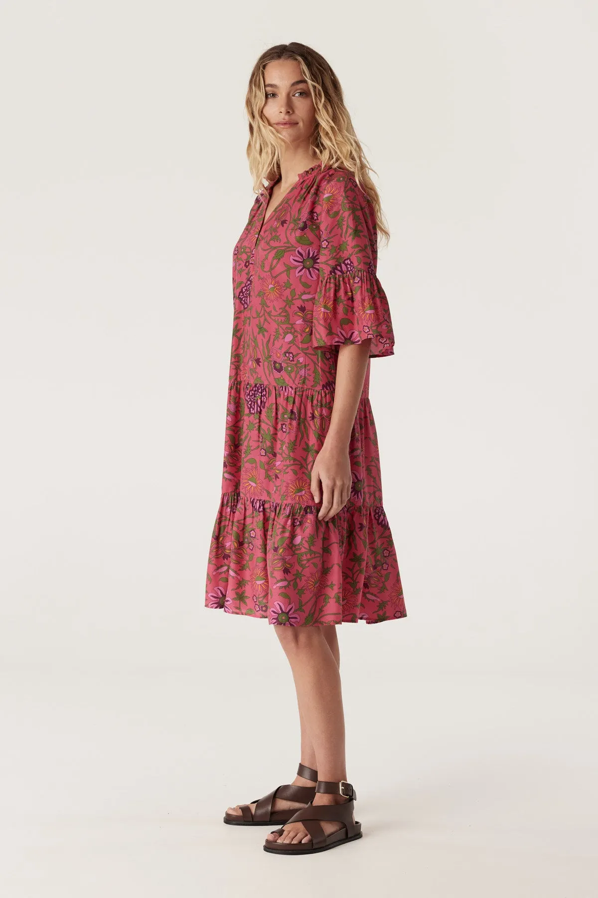 Balmoral Tiered Dress - Pink Floral
