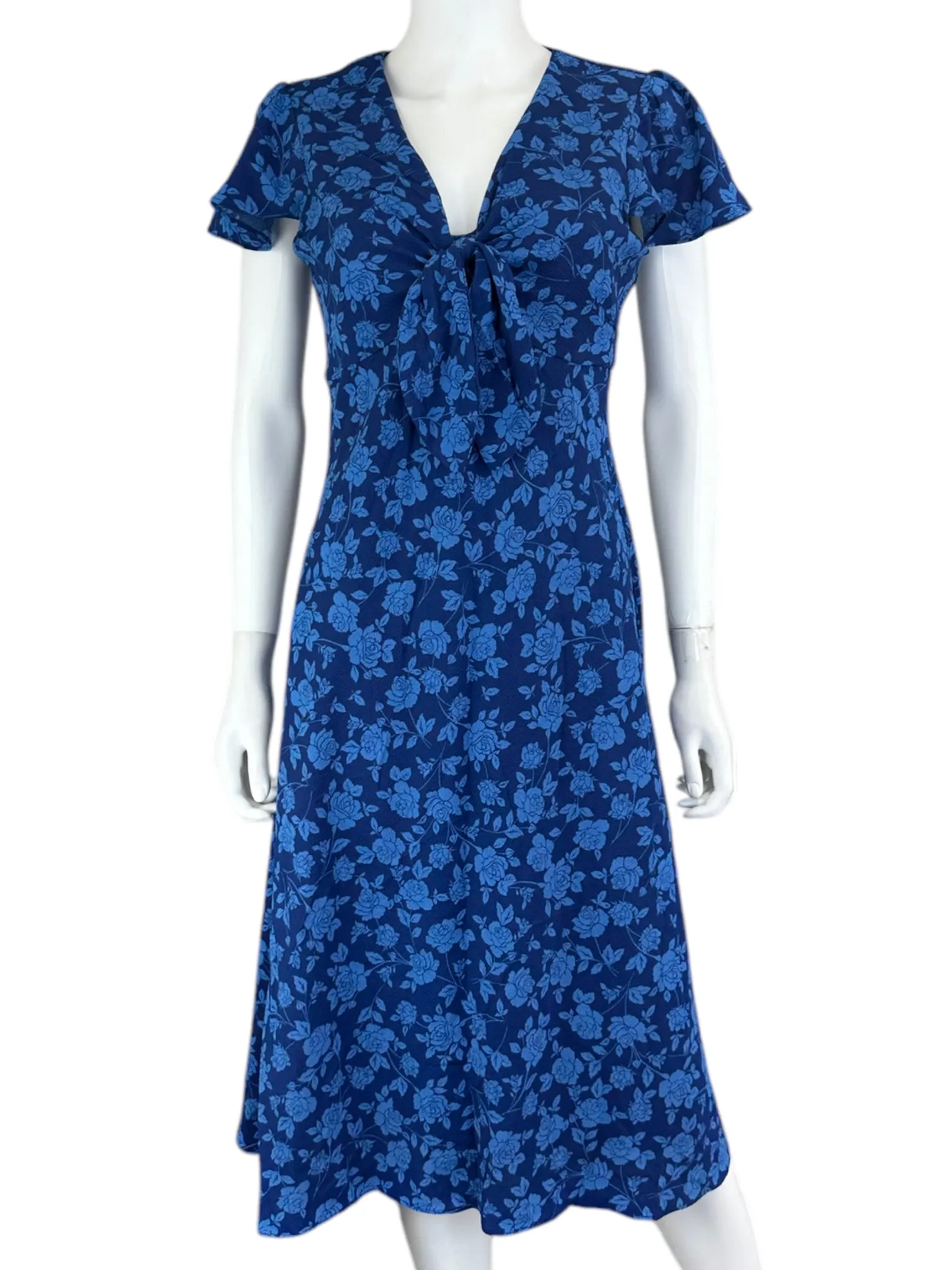 bcbg Paris Blue Floral Print Maxi Dress Size S