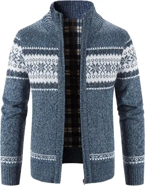 BIFUTON Mens Cardigan Sweater,Men's Soft Cardigan Sweater Graphic Knitted Outerwear Fall Winter Stand Collar Work Thick Coats