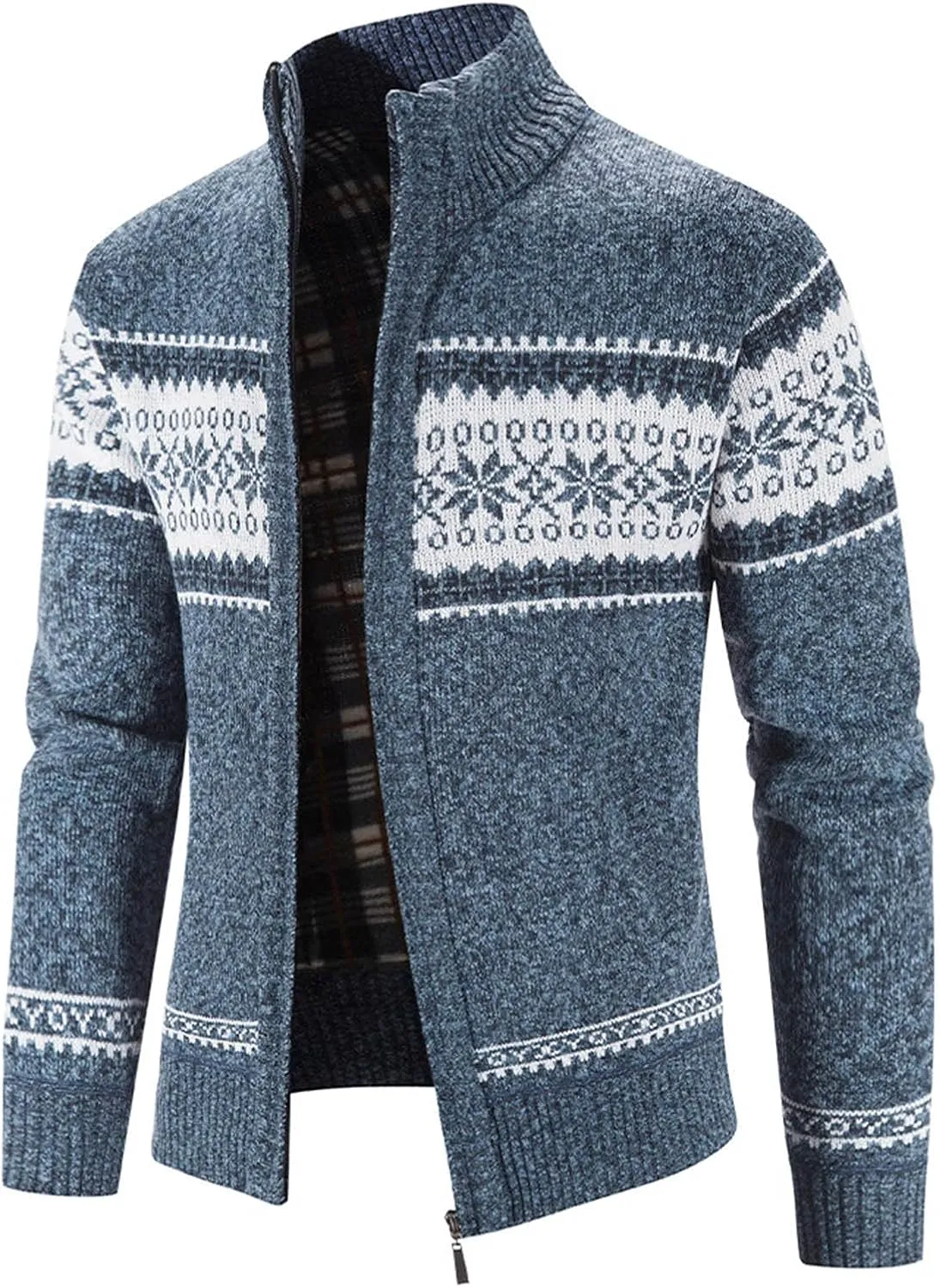 BIFUTON Mens Cardigan Sweater,Men's Soft Cardigan Sweater Graphic Knitted Outerwear Fall Winter Stand Collar Work Thick Coats