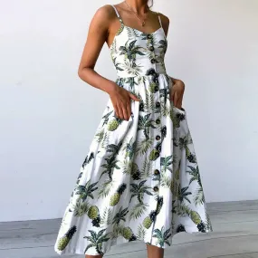 Boho Sexy Floral Dress Summer Vintage Casual Sundress