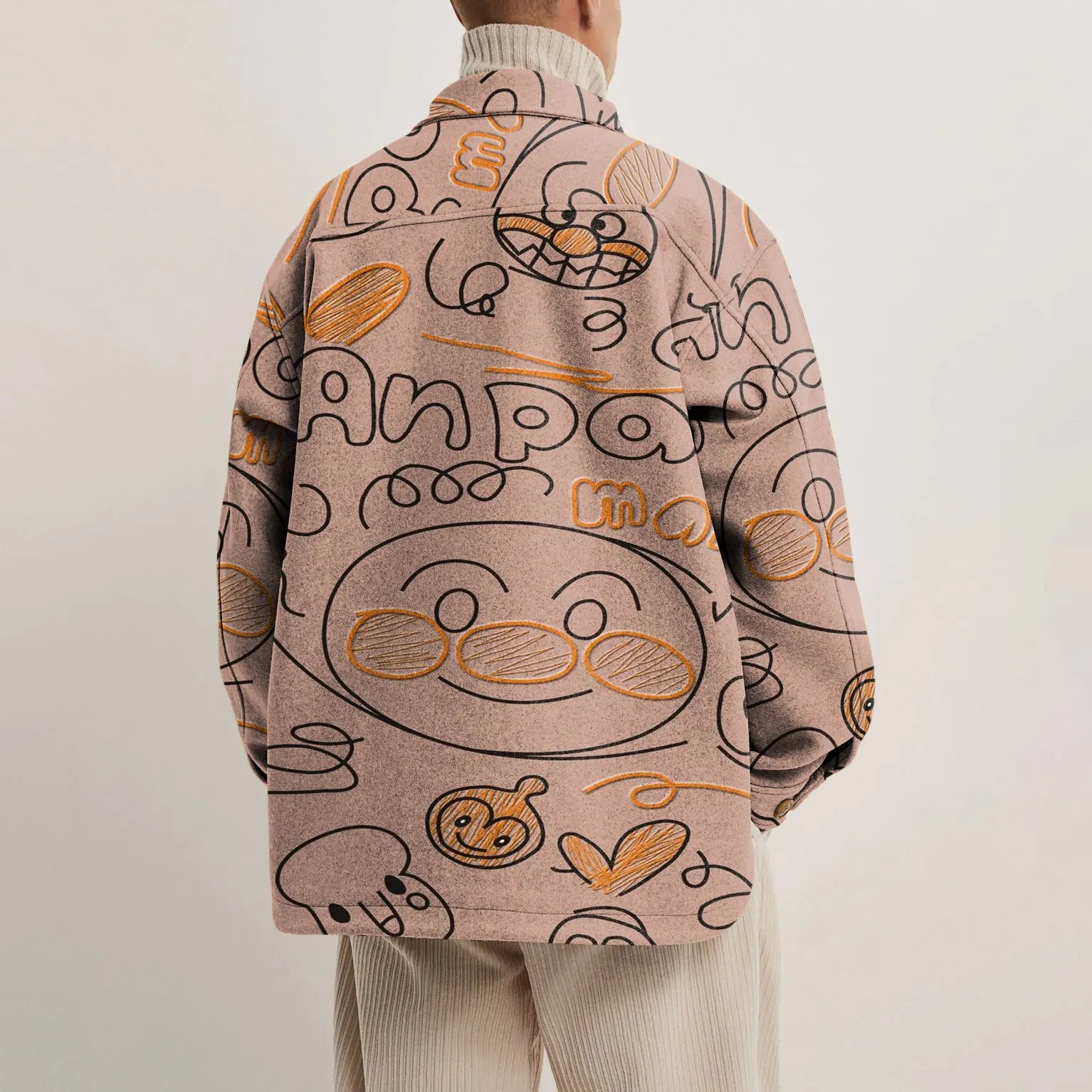 Casual retro print lapel coat