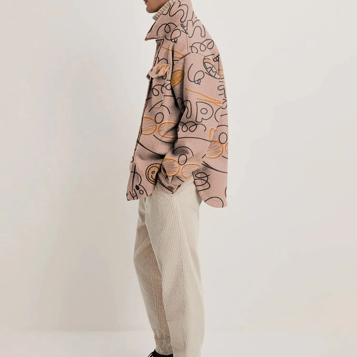Casual retro print lapel coat
