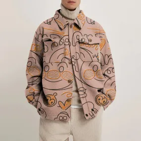 Casual retro print lapel coat