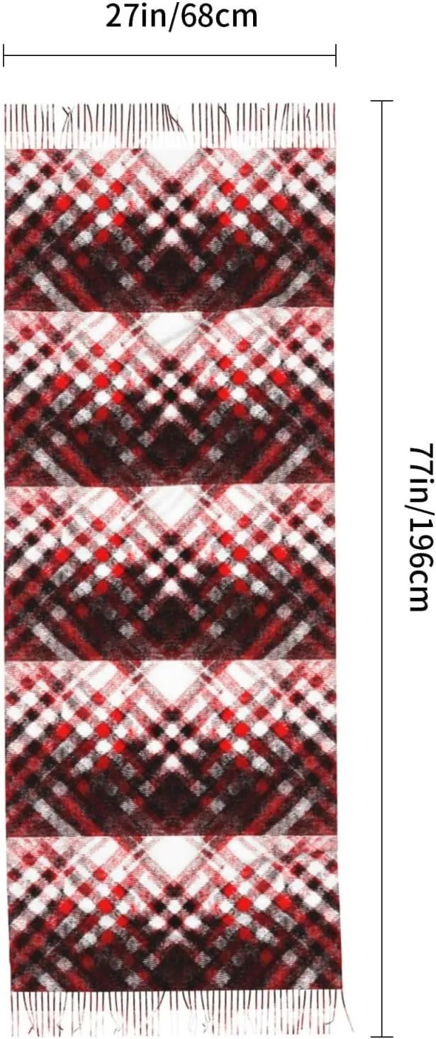 Clan Gray Tartan Imitation Cashmere Tassel Scarf Winter Scarf Autumn Softest Classic Warm