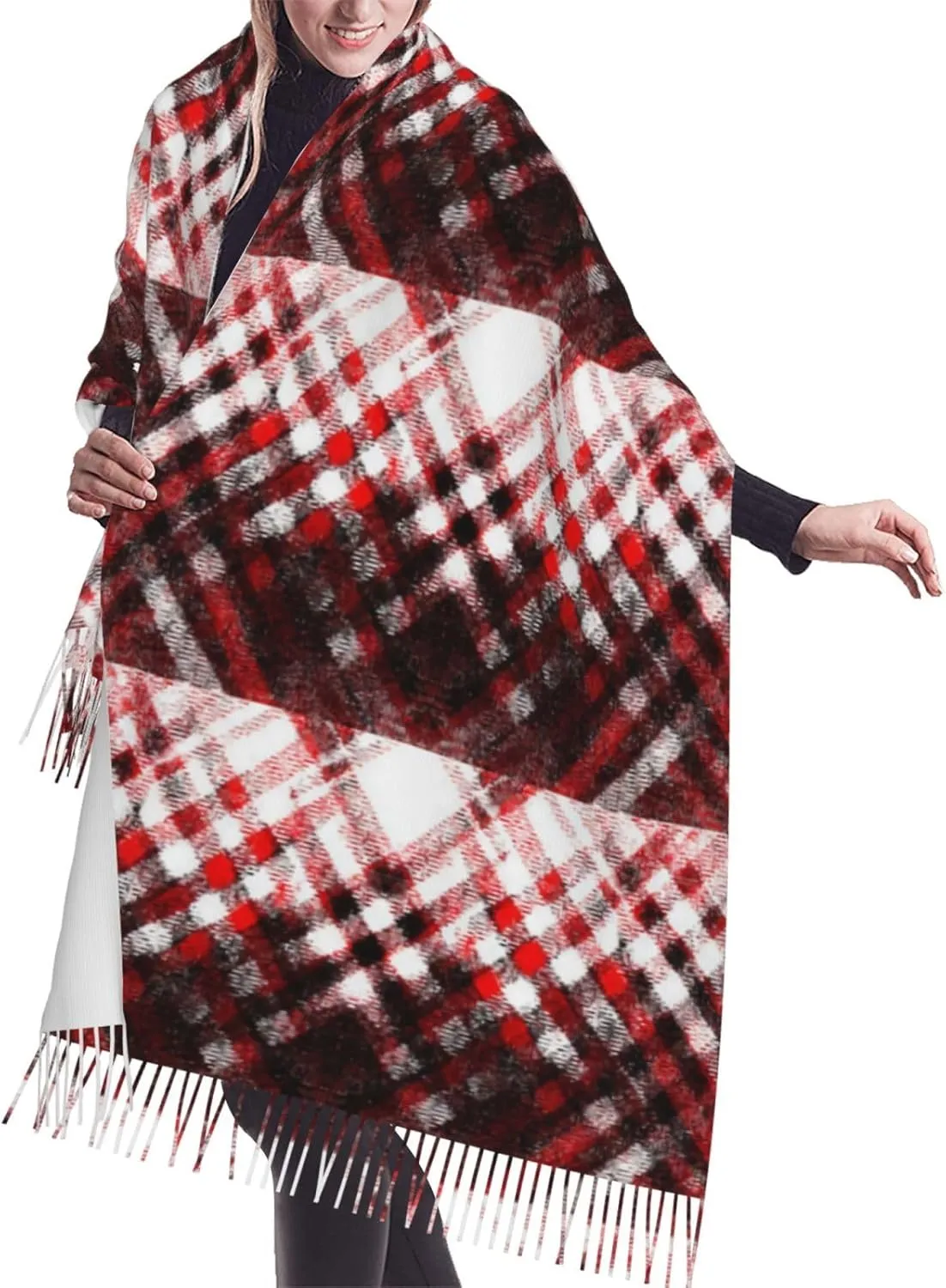 Clan Gray Tartan Imitation Cashmere Tassel Scarf Winter Scarf Autumn Softest Classic Warm
