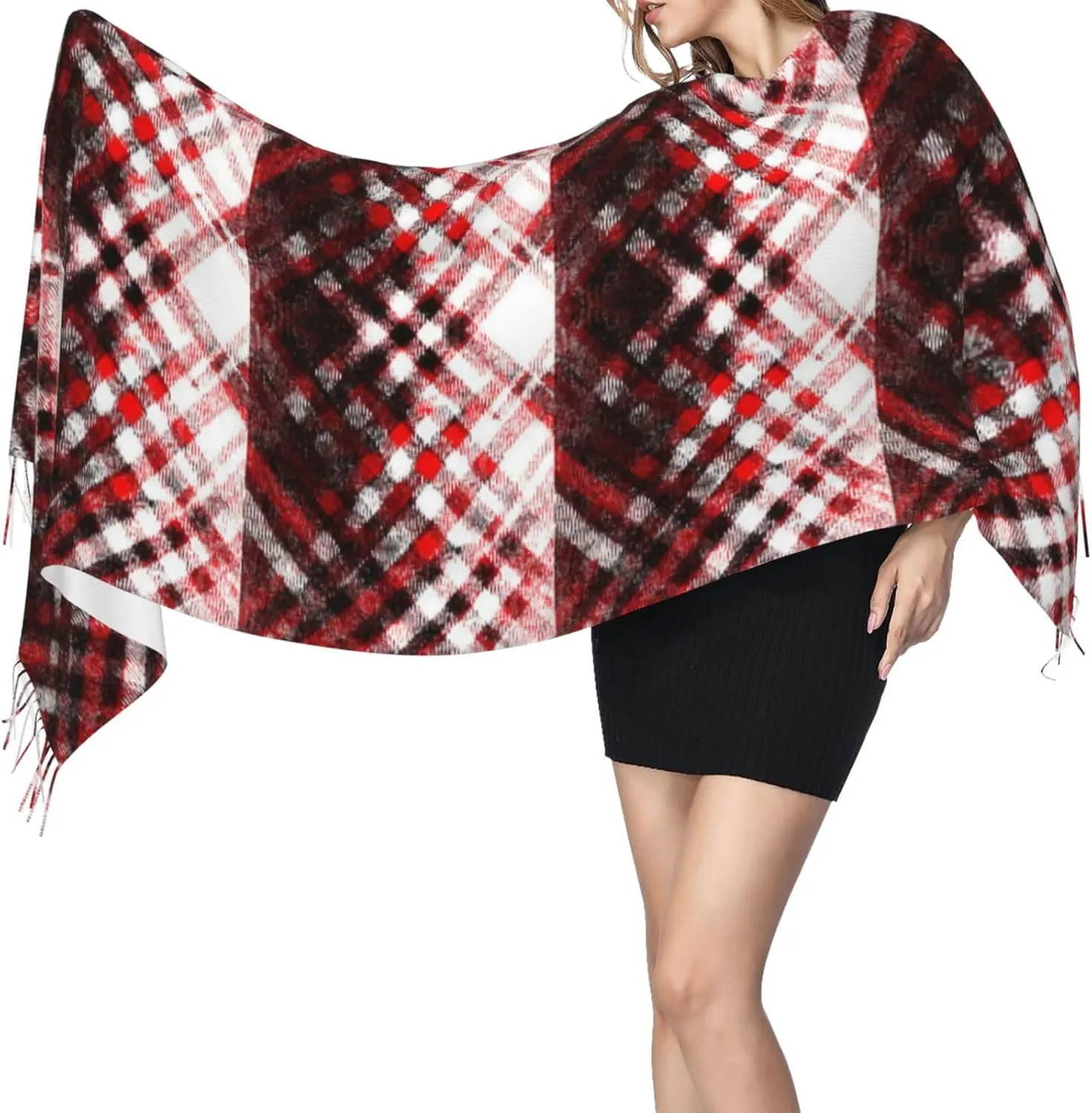 Clan Gray Tartan Imitation Cashmere Tassel Scarf Winter Scarf Autumn Softest Classic Warm