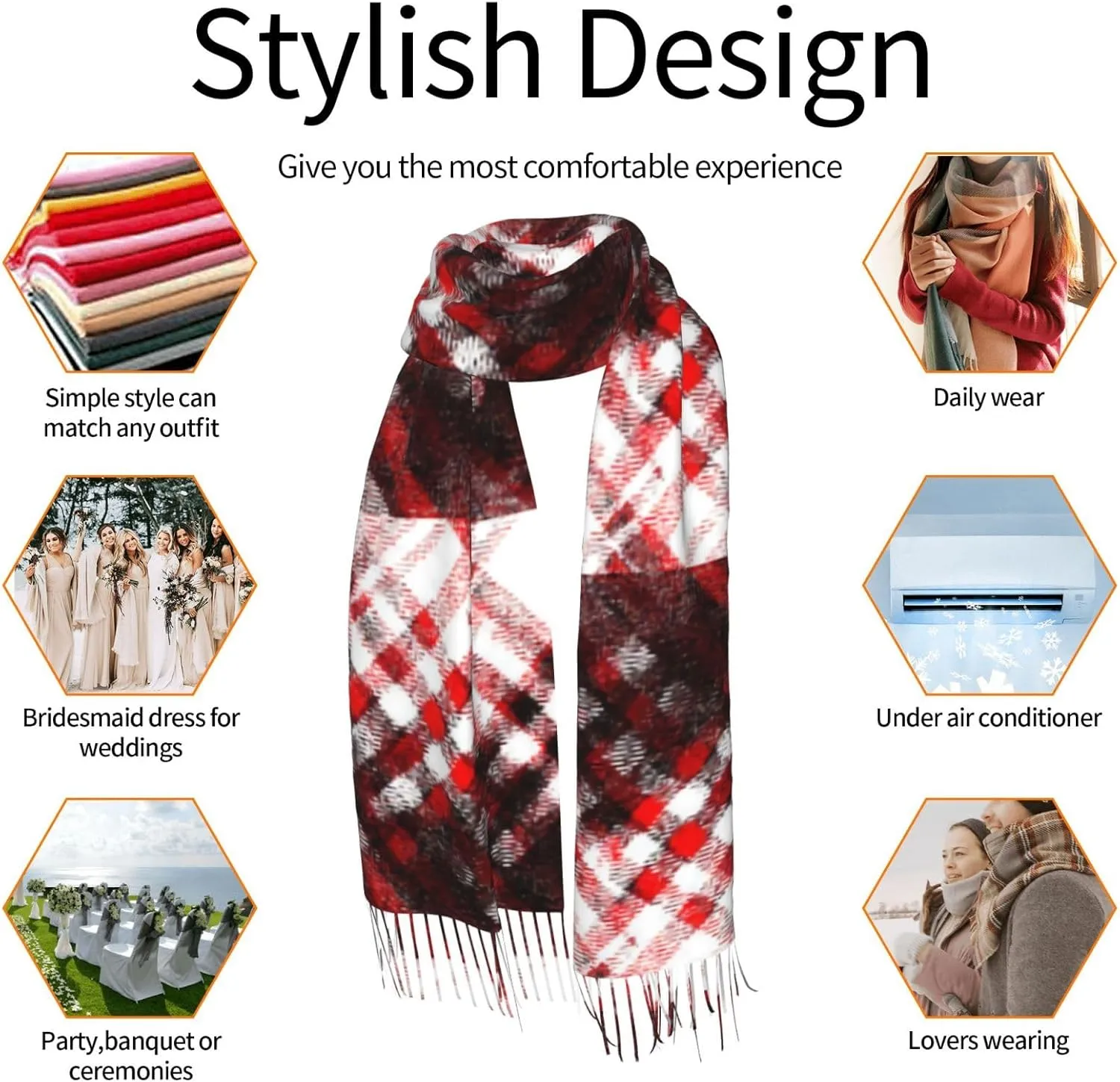 Clan Gray Tartan Imitation Cashmere Tassel Scarf Winter Scarf Autumn Softest Classic Warm