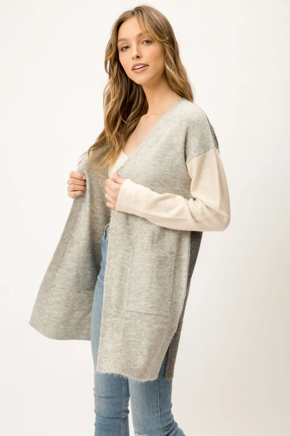 Colorblock Cardi - Grey
