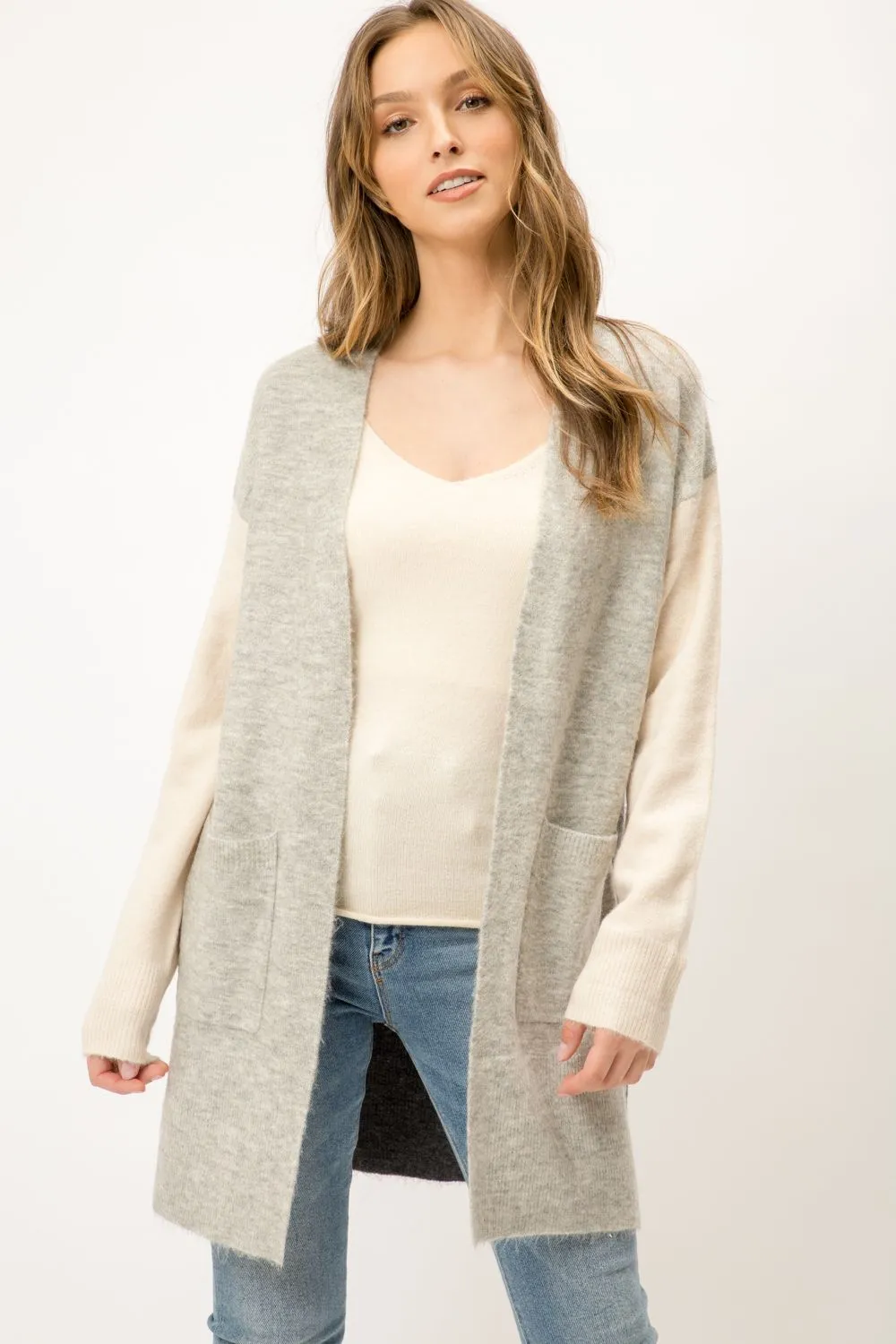 Colorblock Cardi - Grey