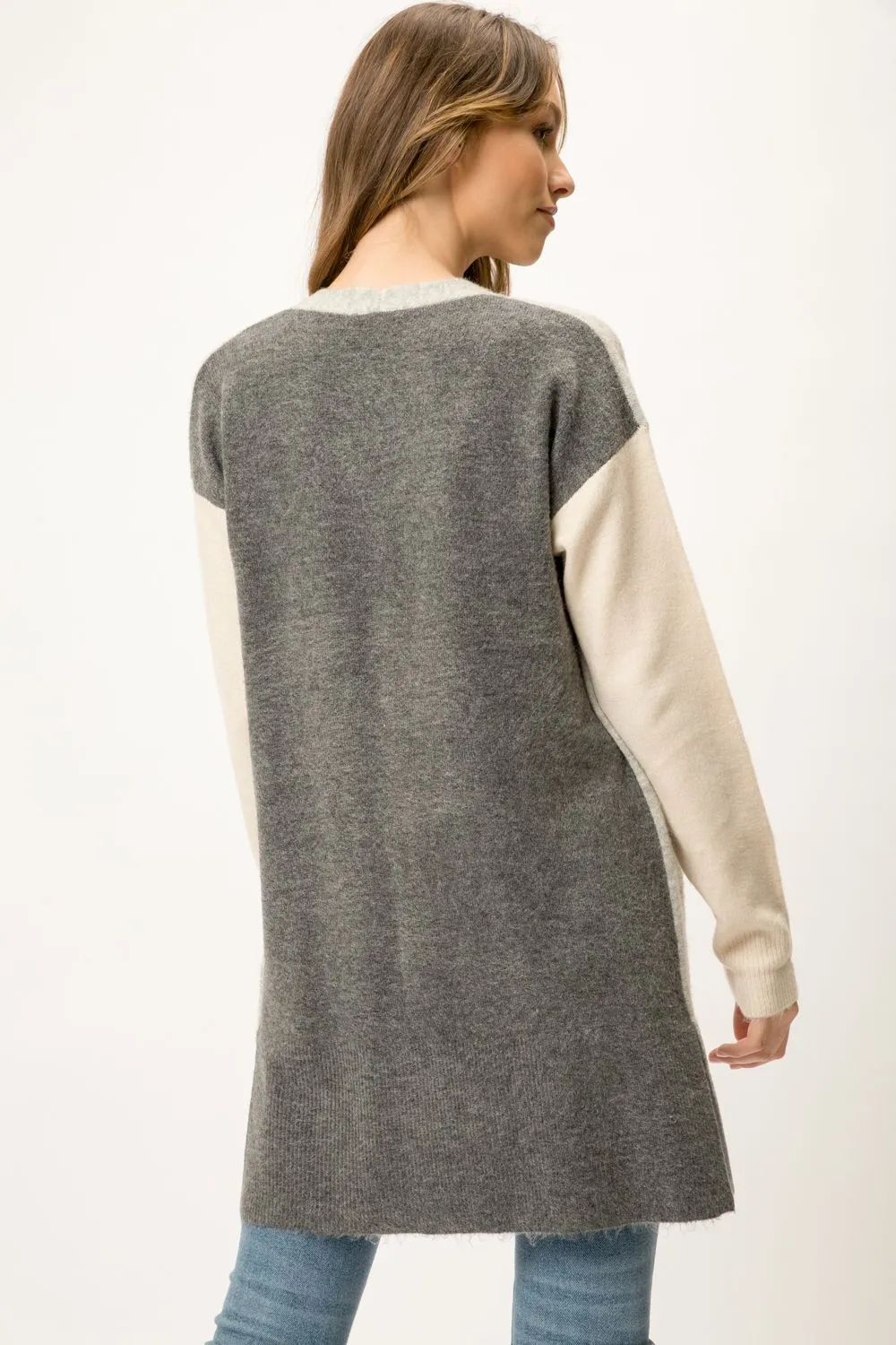 Colorblock Cardi - Grey