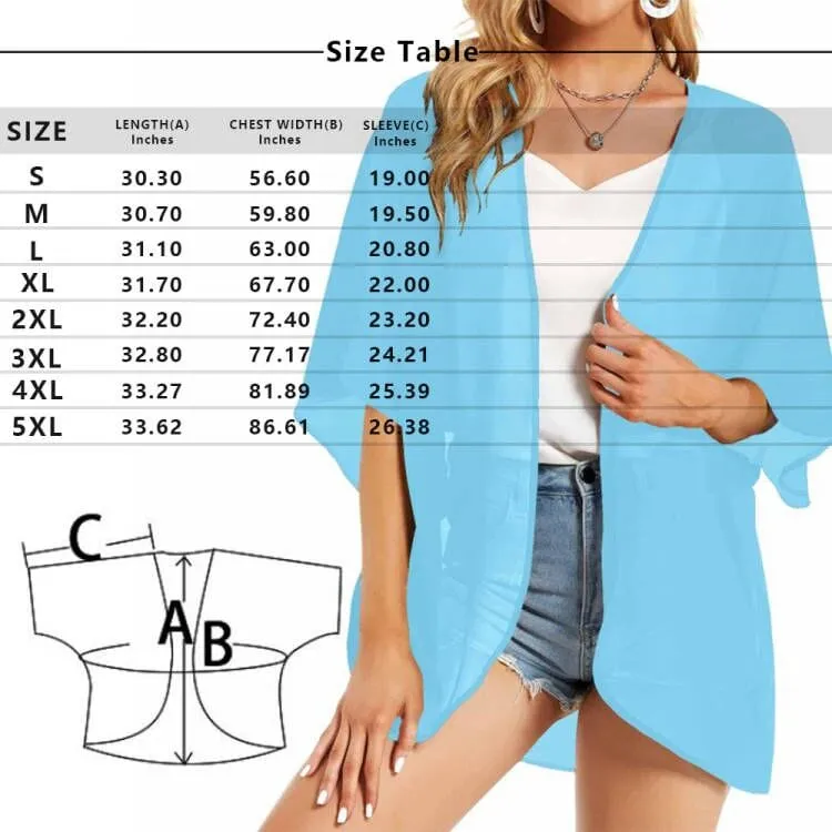 Cover Up Custom Face American National Flag Personalized Women's Kimono Chiffon Cover Up Gift
