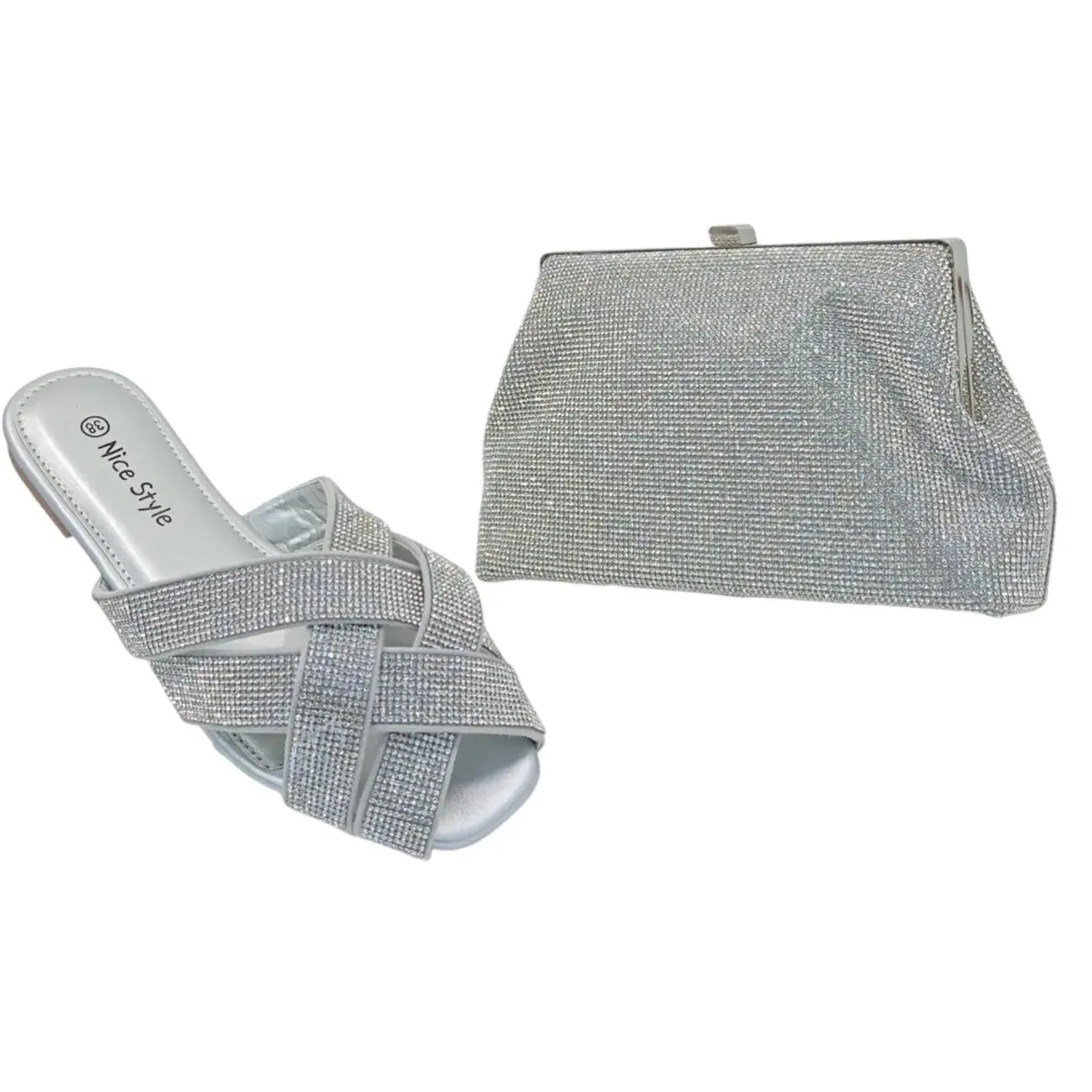 Crisscross Flat Sandal and Clutch Set