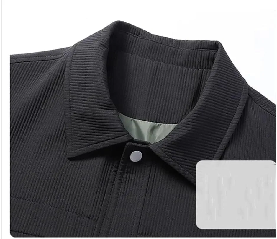 Disimlarl Men Buttons Lapel Jackets Casual Solid Business Work Coat Long Sleeve Casual Corduroy Outwear