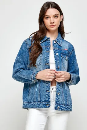 Distressed Casual Denim Jacket