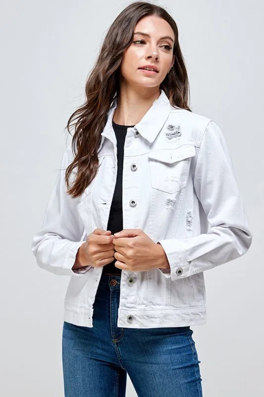Distressed Casual Denim Jacket