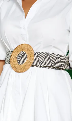 Elegant Contrast Belt with Circle Buckle