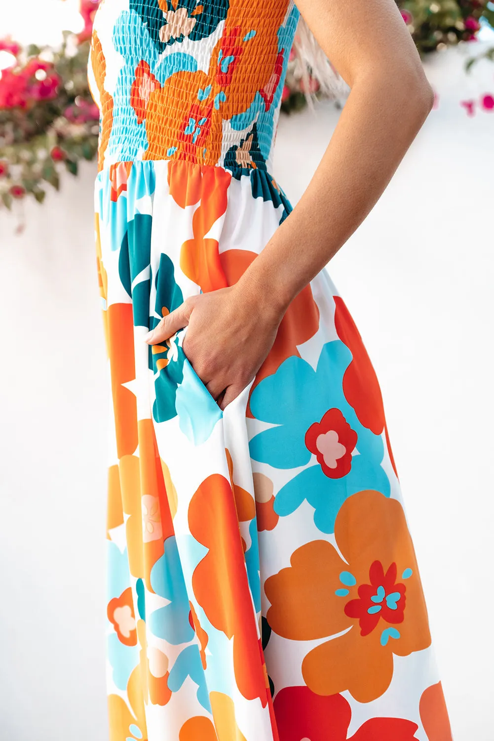 Floral Sundress - Orange and Blue