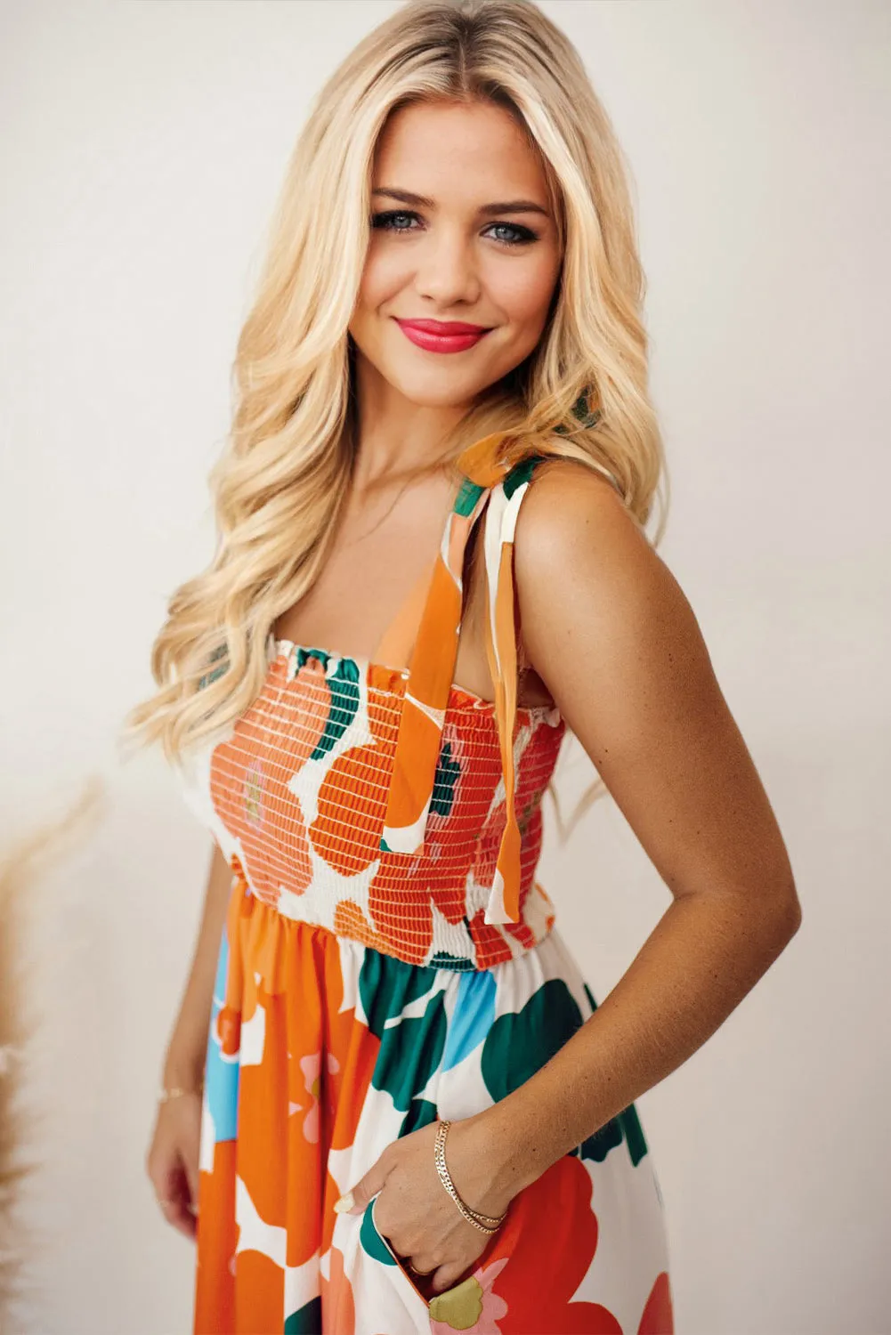 Floral Sundress - Orange and Blue