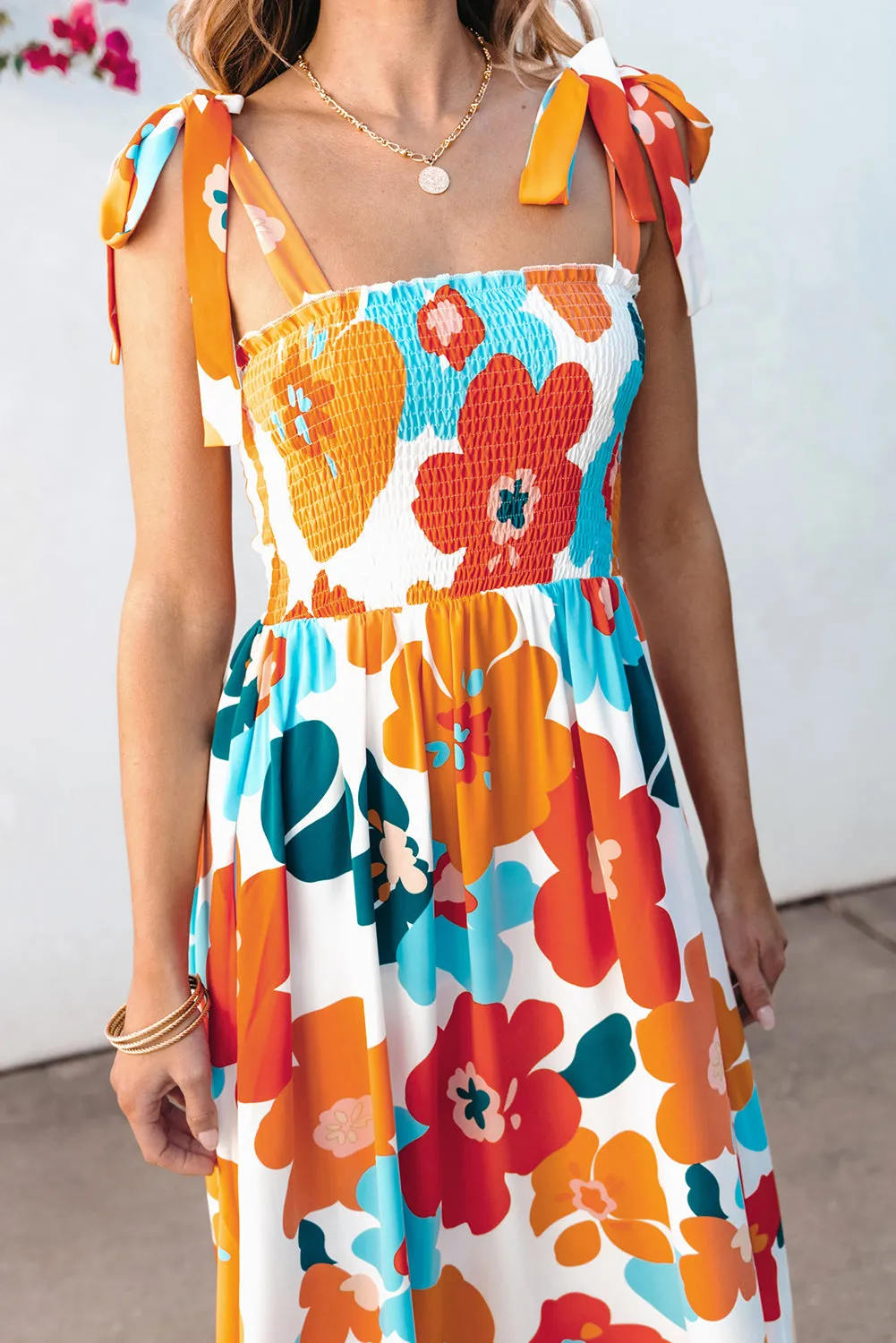 Floral Sundress - Orange and Blue