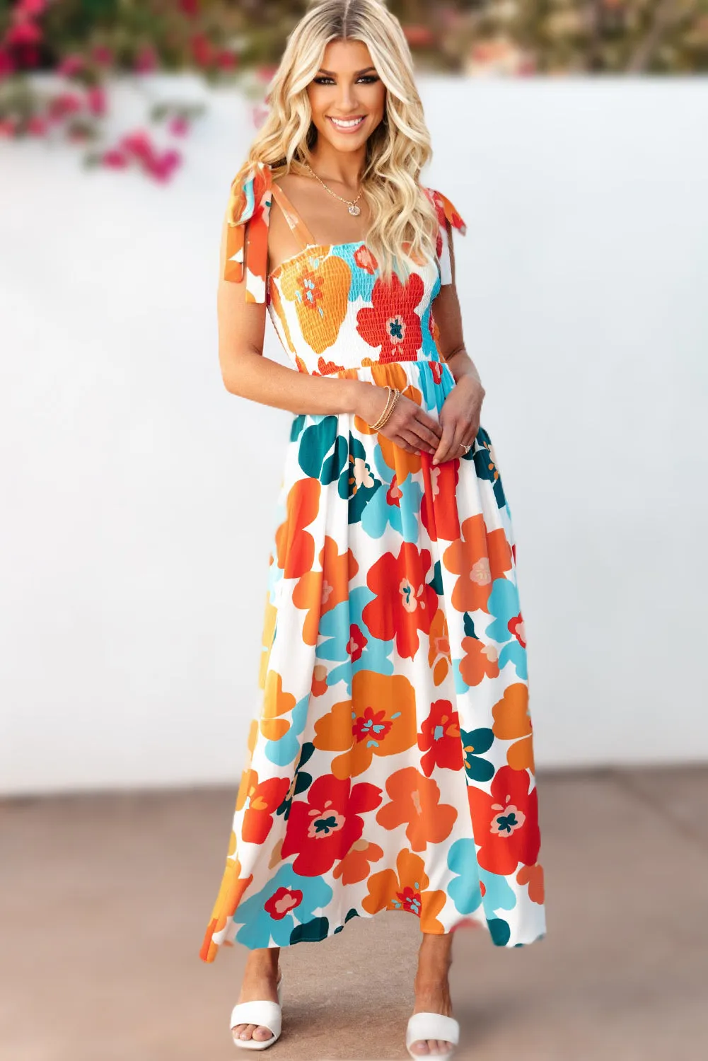 Floral Sundress - Orange and Blue