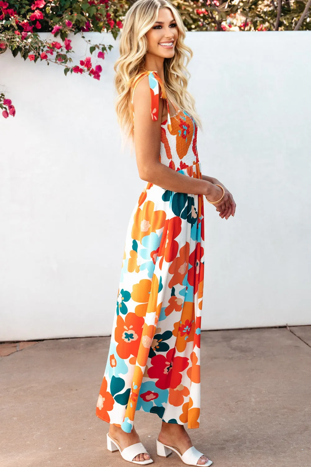Floral Sundress - Orange and Blue