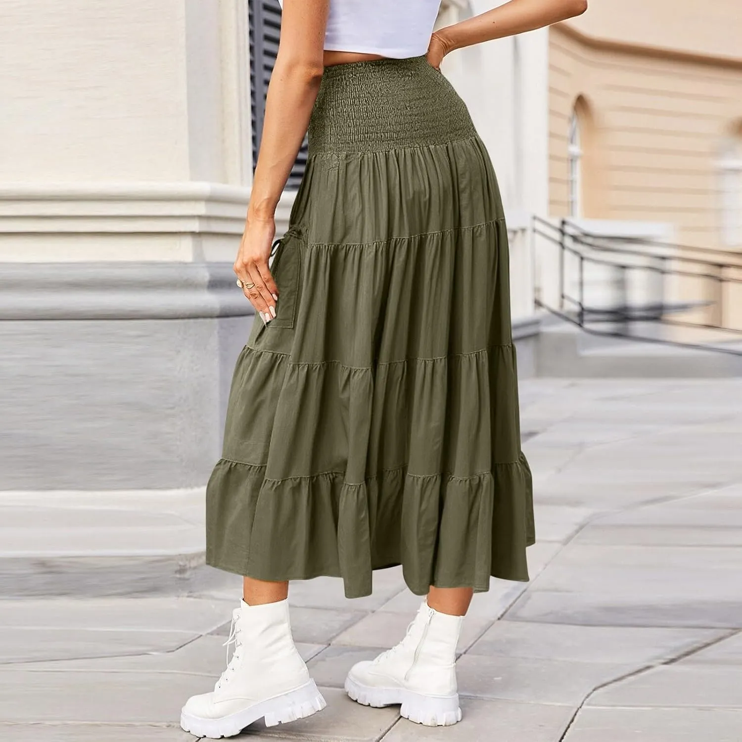 Flowy Boho Maxi Skirts for Women, 2025 Trendy Casual Elegantes High Waisted Long Skirt