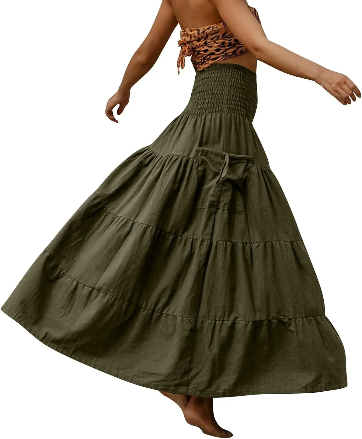 Flowy Boho Maxi Skirts for Women, 2025 Trendy Casual Elegantes High Waisted Long Skirt