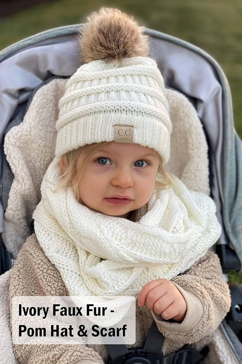 Funky Junque Kids Cozy Winter Bundle - Matching Infinity Scarf, Beanie Hat & Stylish Headwrap Set