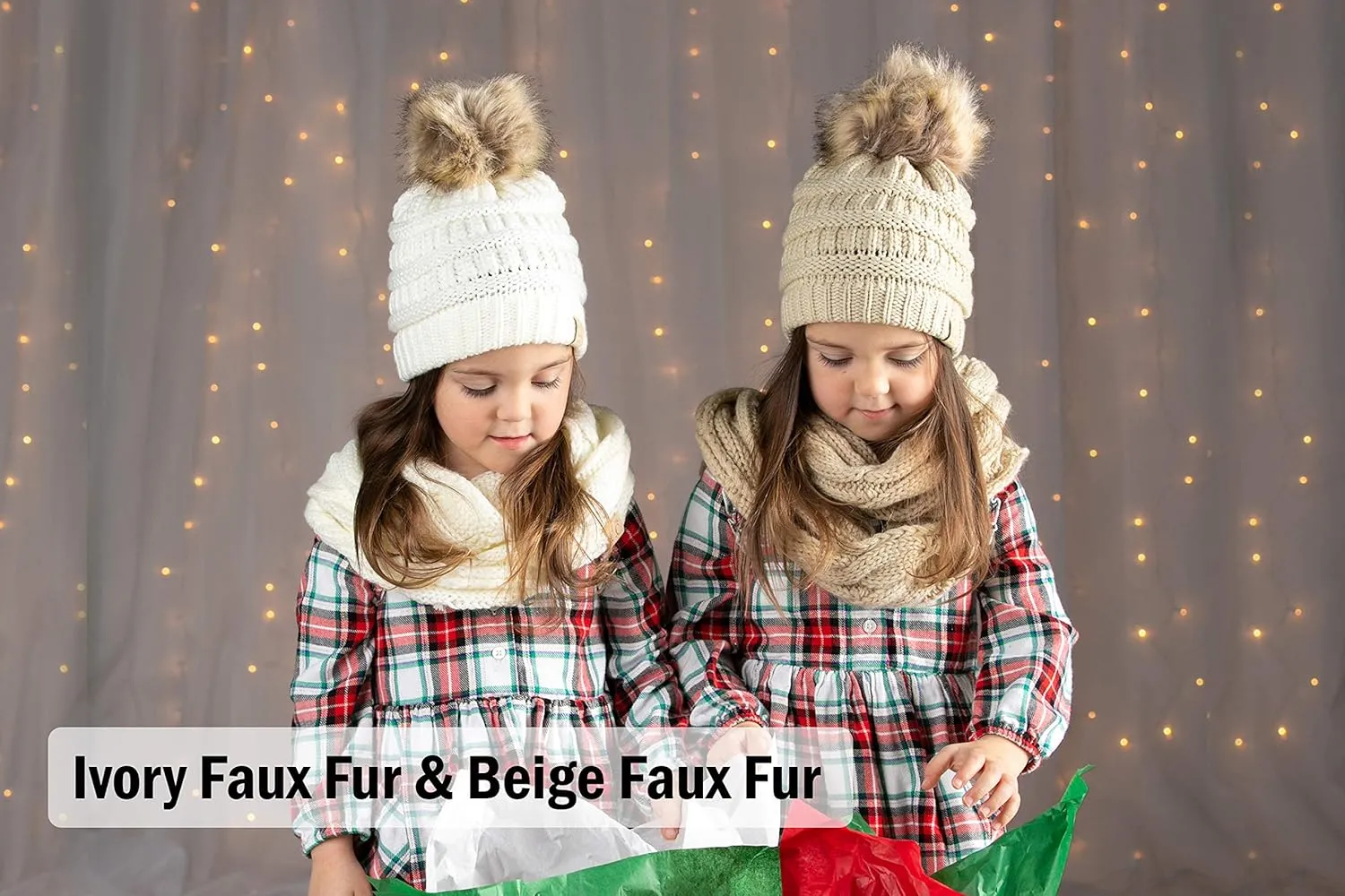 Funky Junque Kids Cozy Winter Bundle - Matching Infinity Scarf, Beanie Hat & Stylish Headwrap Set