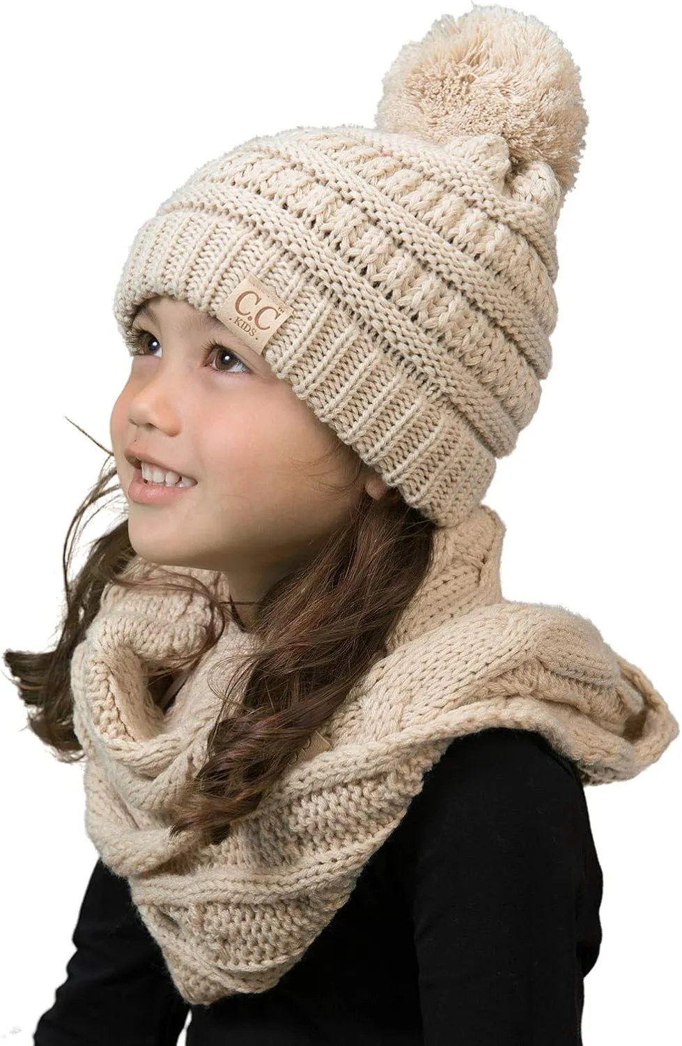 Funky Junque Kids Cozy Winter Bundle - Matching Infinity Scarf, Beanie Hat & Stylish Headwrap Set