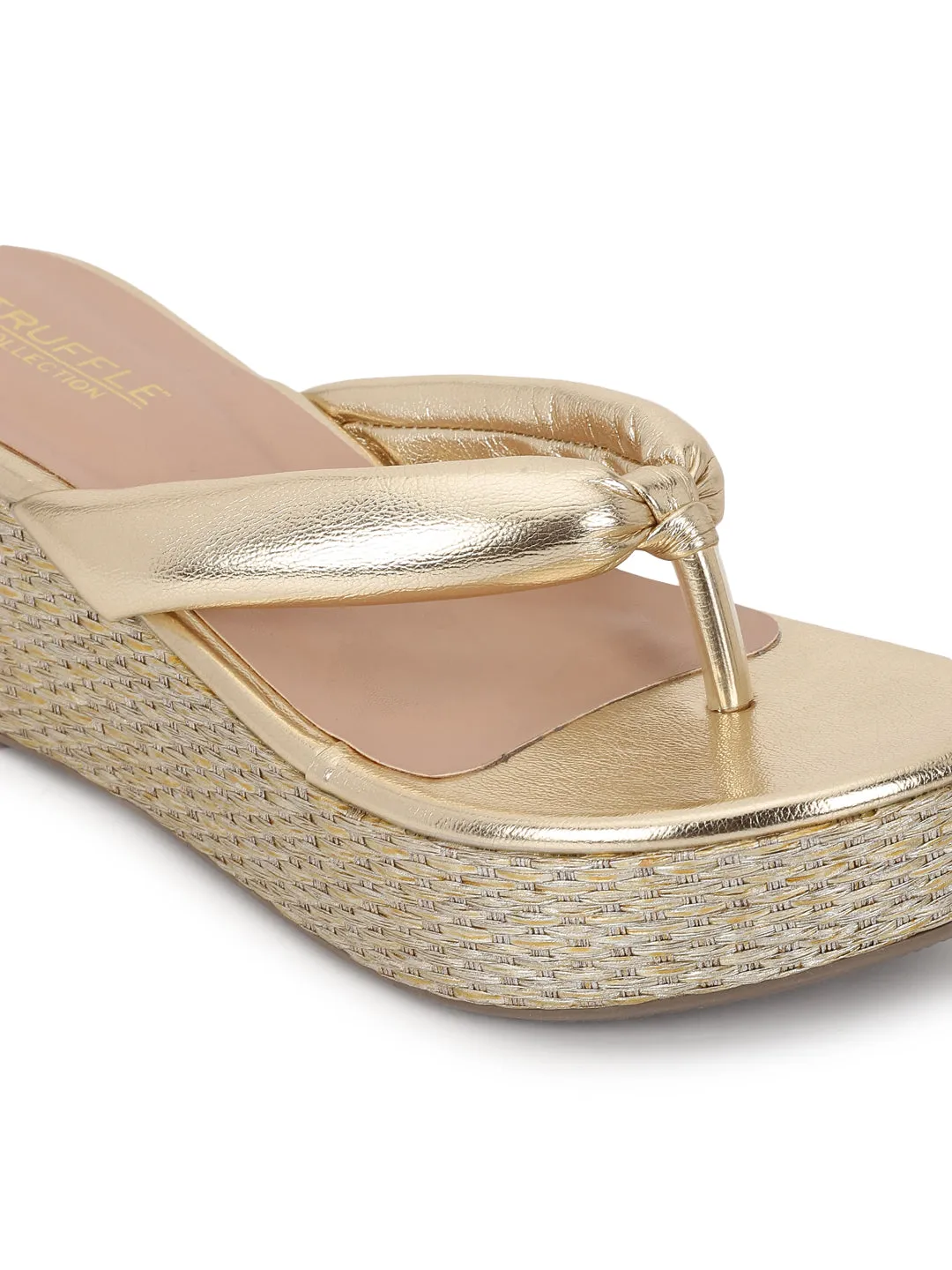 Gold PU Slip-On Wedges (TC-G08407-GLD)