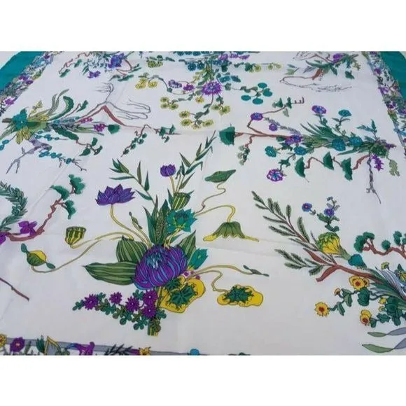 Gucci Multi Color Floral Print XL Silk Scarf