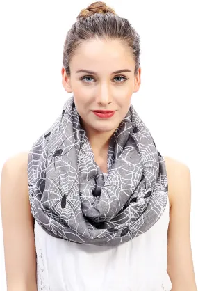 Halloween Spider and Web Print Women's Infinity Loop Scarf Lightweight