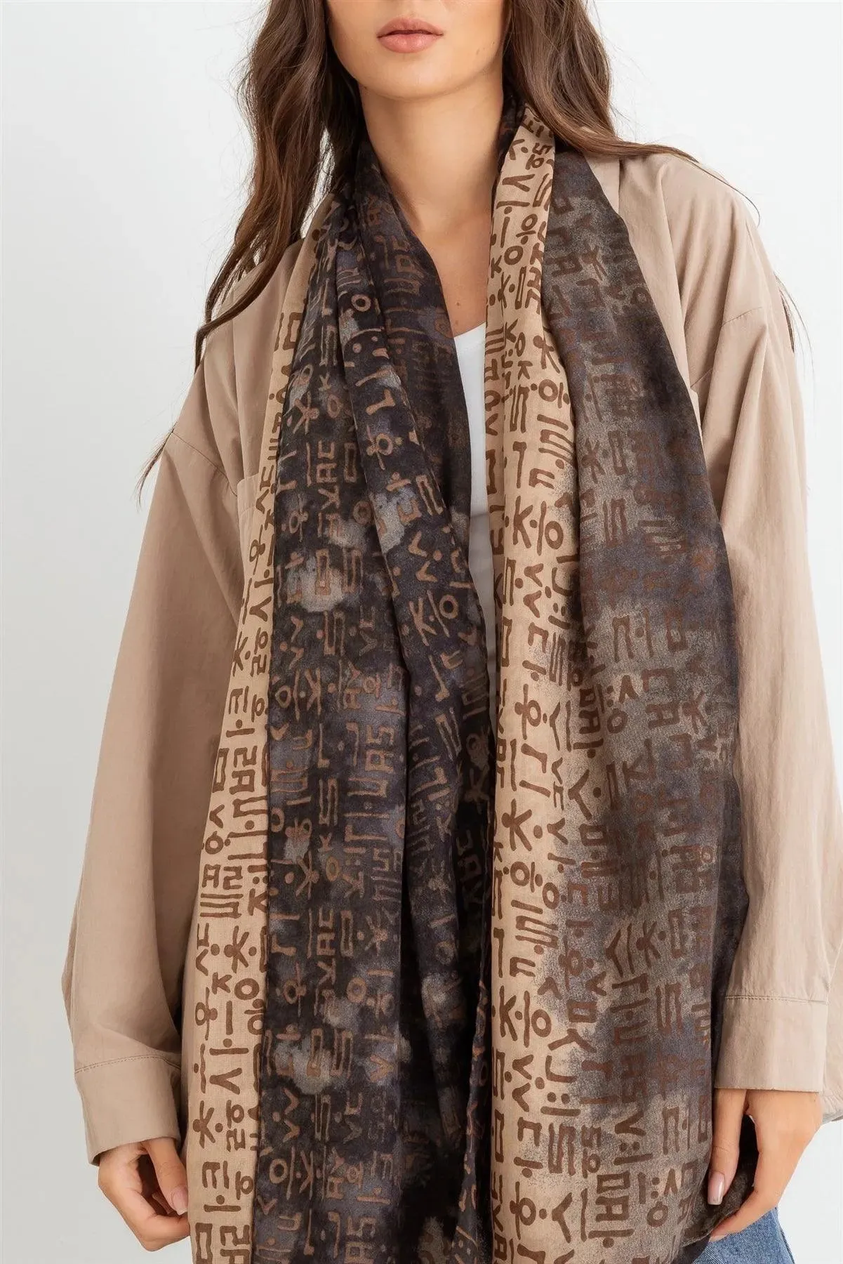 Hangul Design Korean Languages Wrap Long Shawl Scarf
