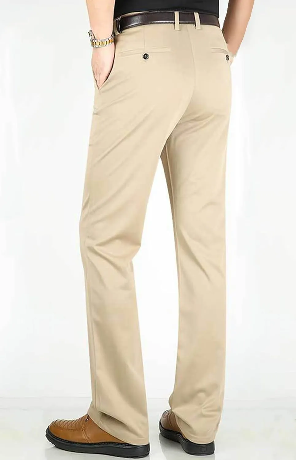 HNVAVQ Mens Workwear Business Casual Pants Comfortable Dress Trousers with Pockets Straight Leg Summer Trousers