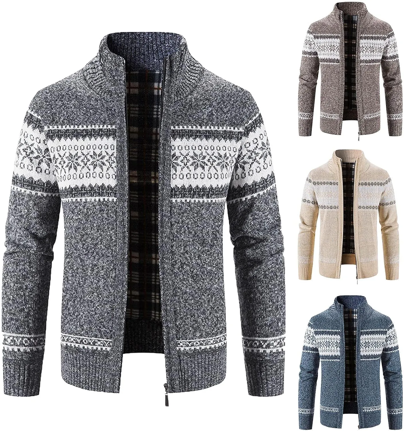 Hoodies for Men, Men's Soft Cardigan Sweater Knit Zip Up Outerwear Fall Winter Fitted Full Zip Thick Sweater