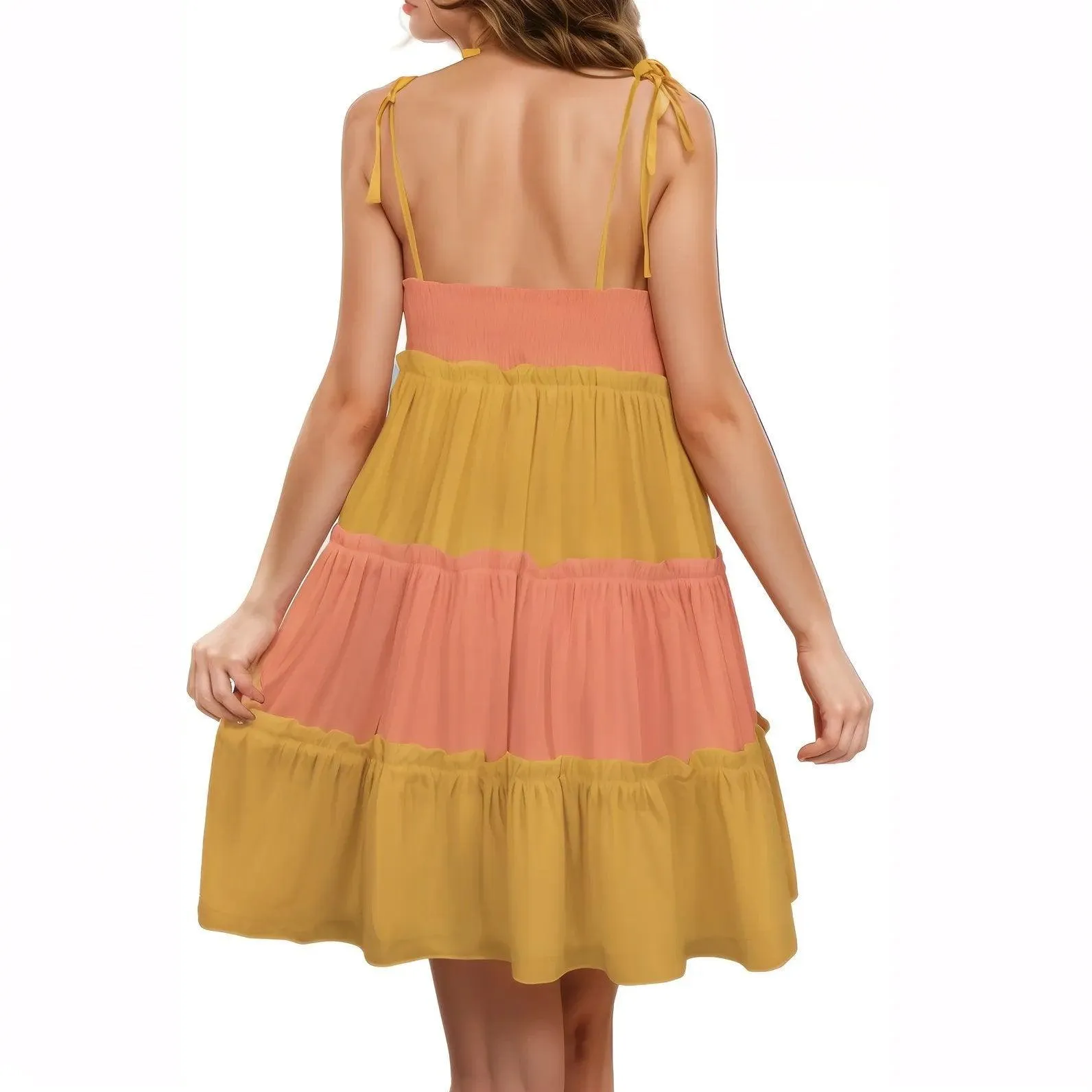 Jana Color Block Tiered Ruffle Dress