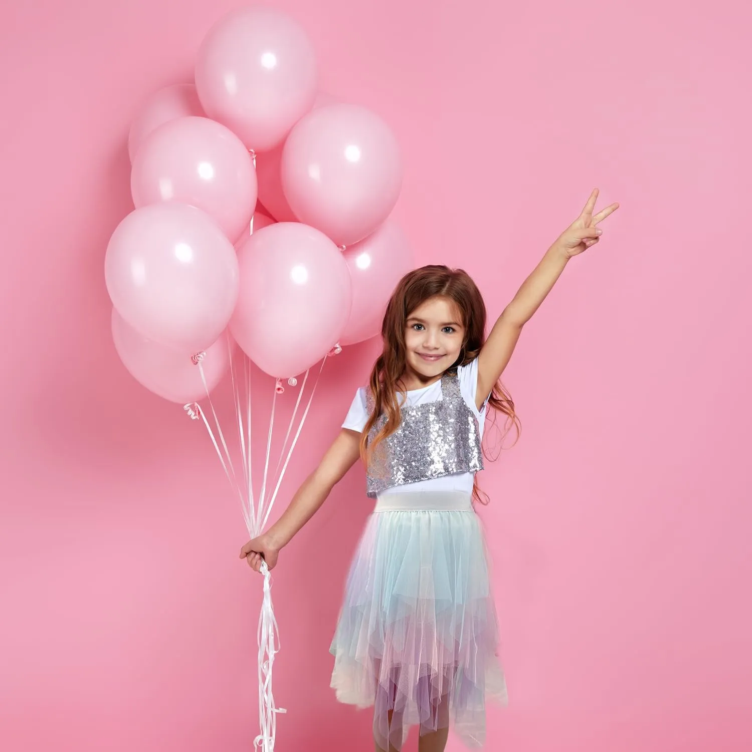Jastore Girls Gradient Sweet Layered Mesh Skirt Party Birthday Dance Princess Skirt