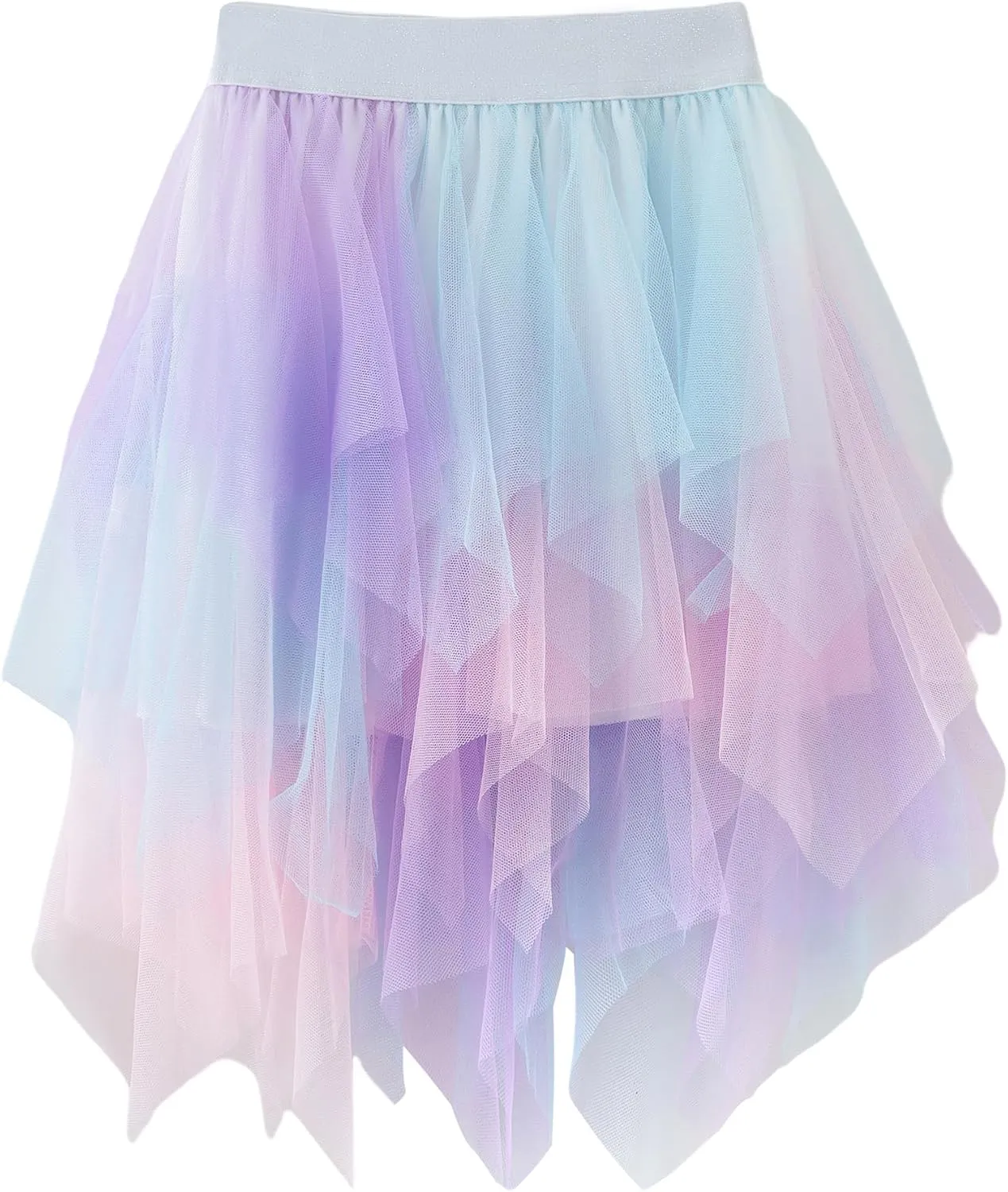 Jastore Girls Gradient Sweet Layered Mesh Skirt Party Birthday Dance Princess Skirt