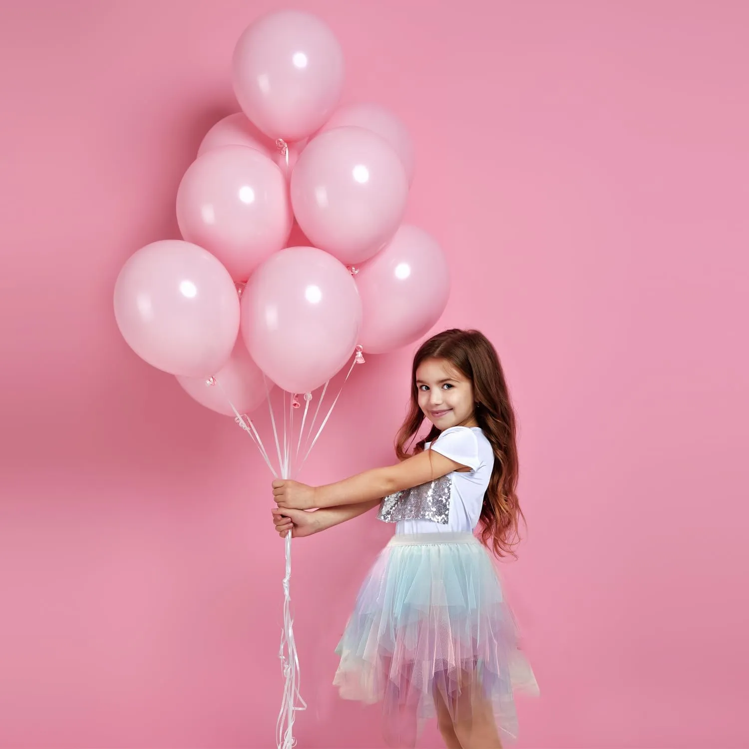 Jastore Girls Gradient Sweet Layered Mesh Skirt Party Birthday Dance Princess Skirt
