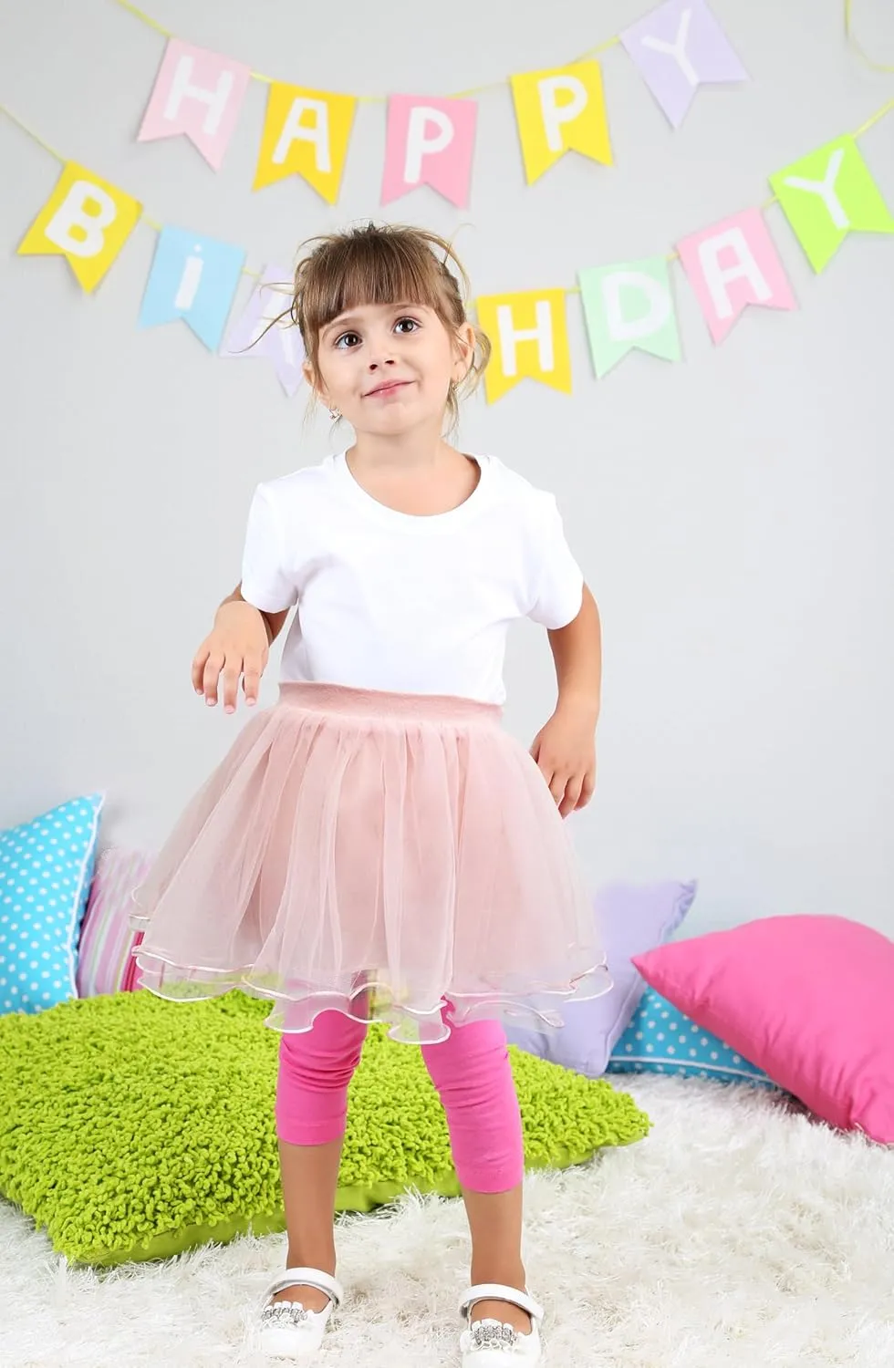 Jastore Girls Tutu Skirts Layered Tulle Princess Dresses for Toddler Girls Birthday Dance Party Supplies