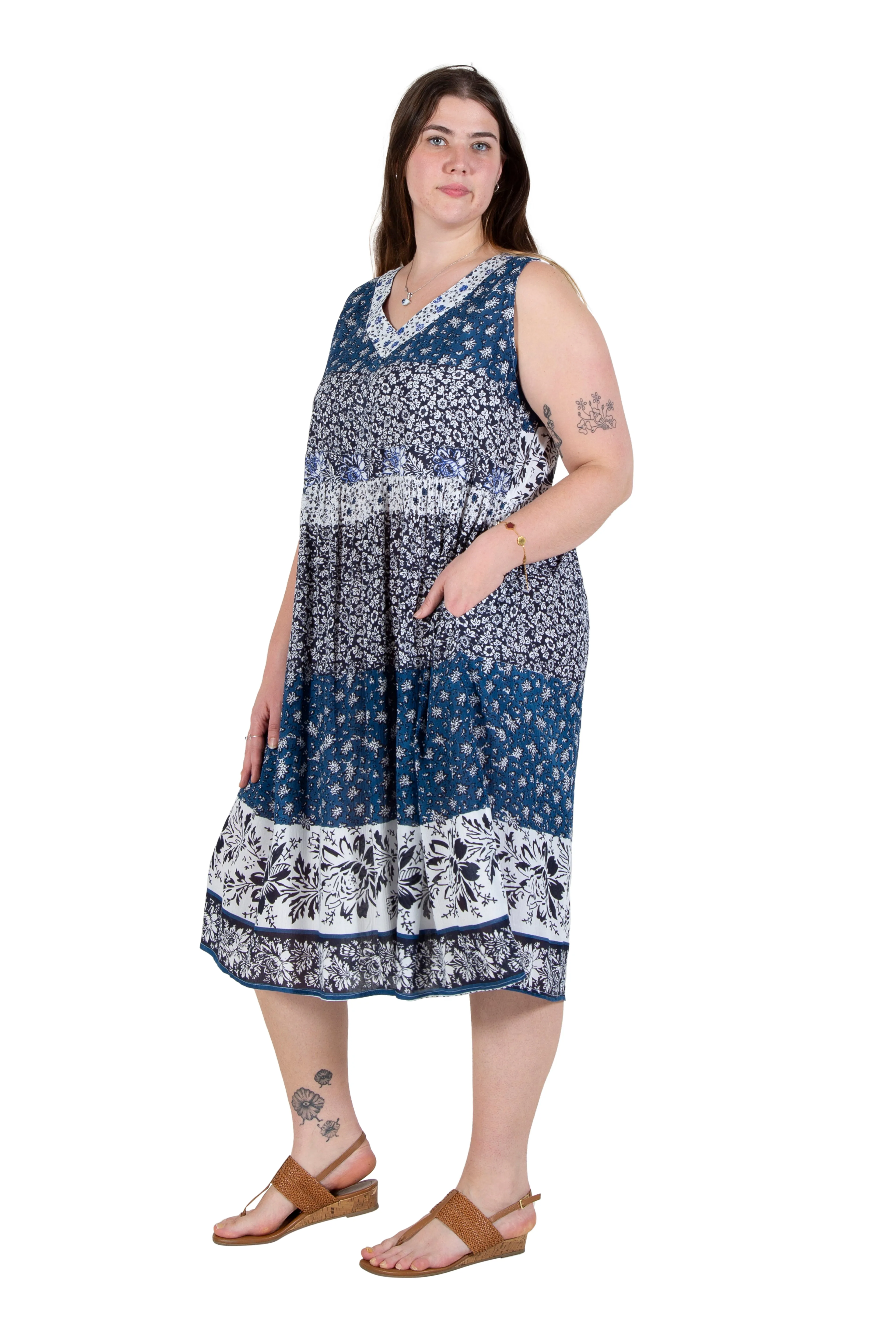 La Cera Plus Size Tiered Print Sundress