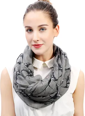 Lina & Lily Bird Print Women's Infinity Scarf Lightweight All Season