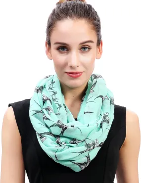 Lina & Lily Bird Print Women's Infinity Scarf Lightweight All Season