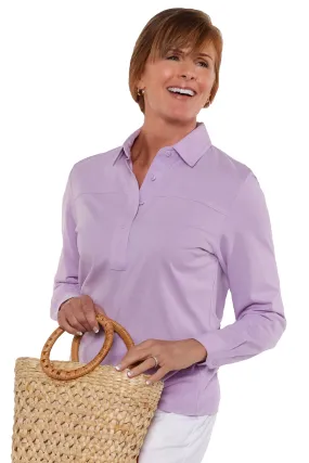 Long Sleeve Solid Polo | Soft Lilac 227