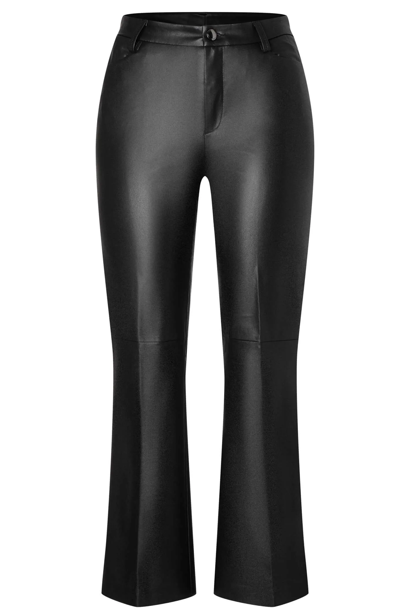 Mac Aida Kick 3082-00-0498L Black Vegan Leather Kick Flare Trousers
