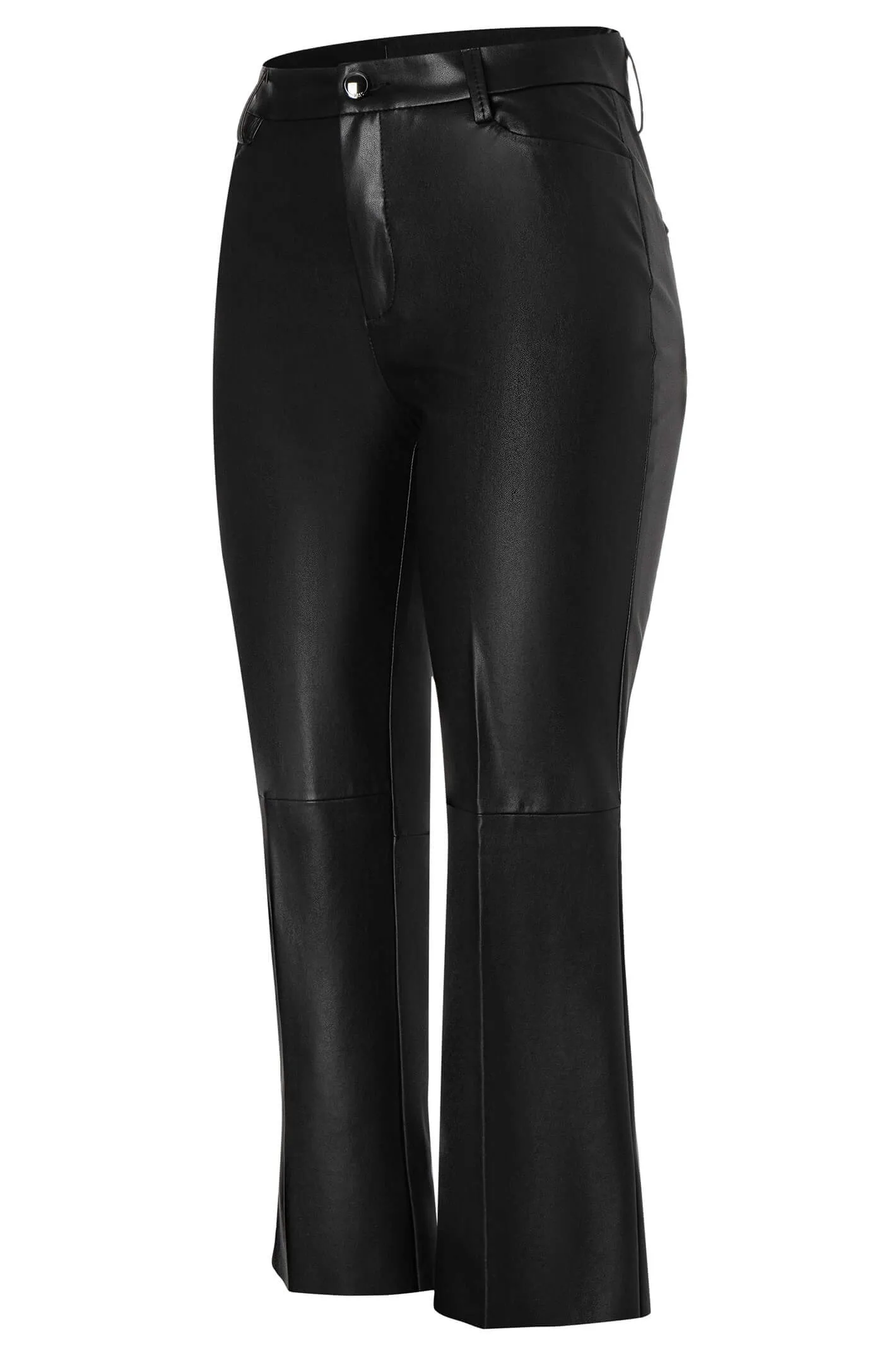 Mac Aida Kick 3082-00-0498L Black Vegan Leather Kick Flare Trousers